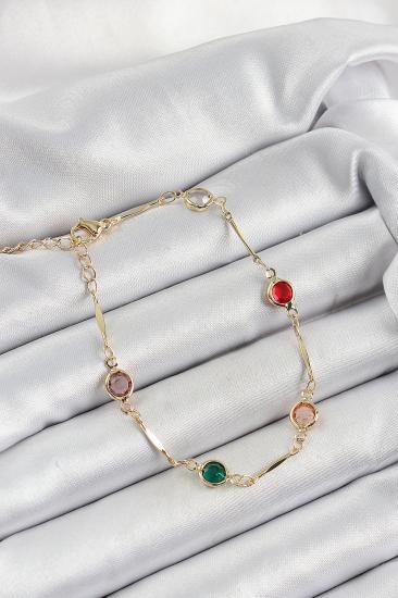 Erb Pirinç Asorti Model Gold Renk Zirkon Taşlı Kadın Bileklik