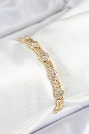 Erb Pirinç Greg Model Zirkon Taşlı Gold Renk VİP Seri Kadın Bileklik