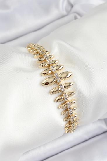 Erb Pirinç Kurşun Model Zirkon Taşlı Gold Renk VİP Seri Kadın Bileklik