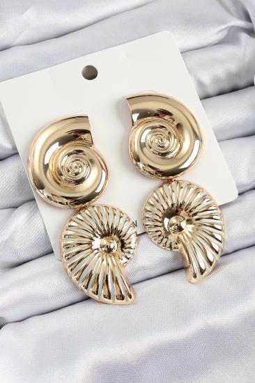 Erb Pirinç Sarmal Sallantılı Deniz Kabuğu Vintage Model Gold Renk Küpe