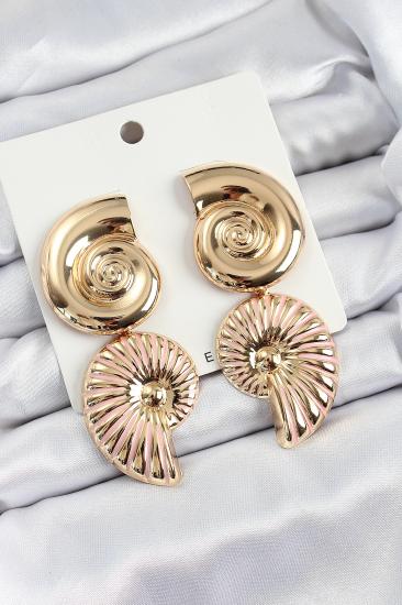 Erb Pirinç Sarmal Sallantılı Deniz Kabuğu Vintage Model Gold Renk Küpe