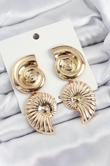 Erb Pirinç Sarmal Sallantılı Deniz Kabuğu Vintage Model Gold Renk Küpe