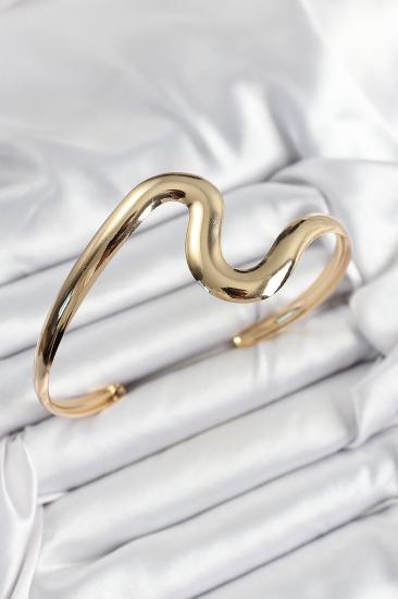 Erb Pirinç Dalgalı Model Gold Renk Kadın Pazu Bileklik