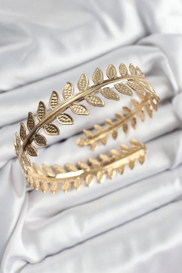 Erb Pirinç Yaprak Model Gold Renk Kadın Pazu Bileklik