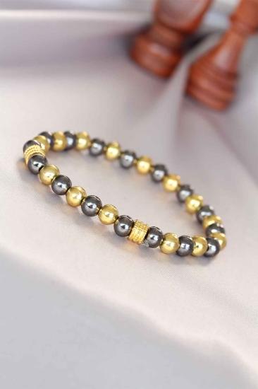 Erb Hematit Füme Gold Renk Doğal Taş Erkek Bileklik