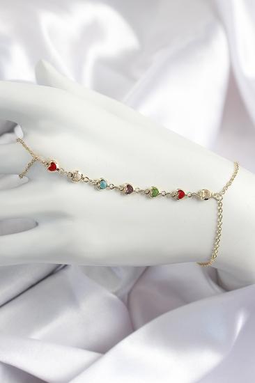 Erb Pirinç Renkli Kalpli Zirkon Taşlı Y Model Gold Renk Kadın Şahmeran