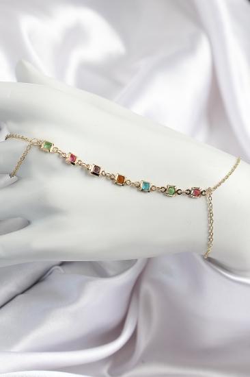Erb Pirinç Renkli Kare Zirkon Taşlı Y Model Gold Renk Kadın Şahmeran
