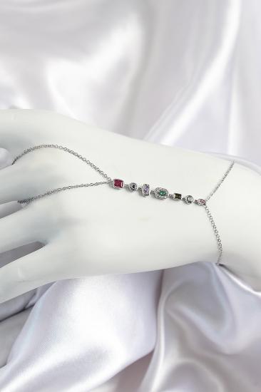 Erb Pirinç Renkli Zirkon Taşlı Y Model Gümüş Renk Kadın Şahmeran