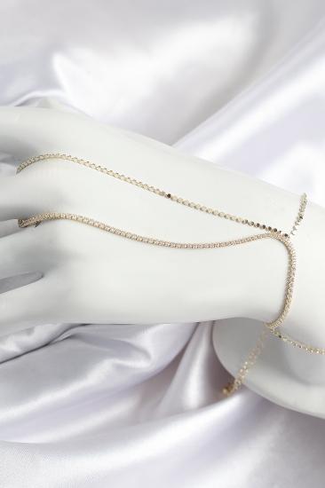 Erb Pirinç Zirkon Taşlı Ezme Zincir Model Gold Renk Kadın Şahmeran