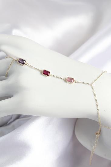 Erb Pirinç Renkli Zirkon Taşlı Dikdörtgen Model Gold Renk Kadın Şahmeran