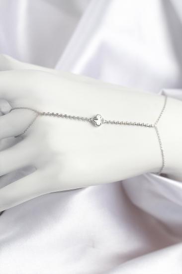 Erb Pirinç Zirkon Taşlı Yonca Model Gümüş Renk Şahmeran