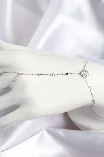 Erb Pirinç Zirkon Taşlı Yonca Model Gümüş Renk Şahmeran