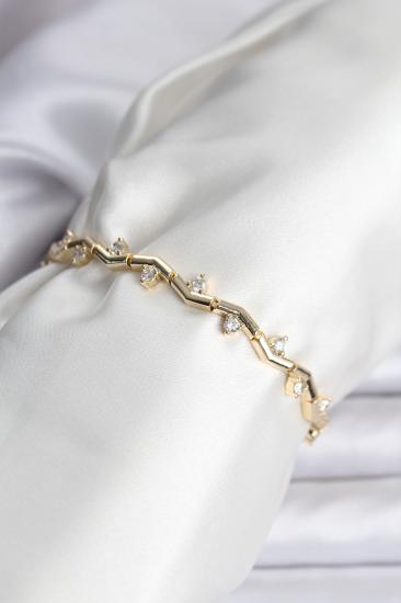 Erb Zikzak Model Pirinç Gold Renk Bileklik