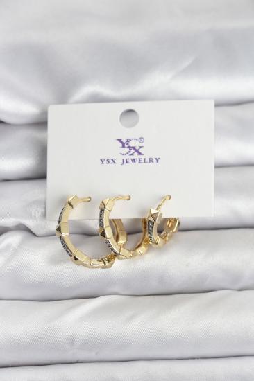 Erb Gold Renk Zirkon Taşlı Kadın Küpe