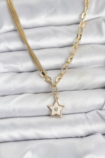Erb Gold Renk Pirinç Yıldız Model Kadın Kolye