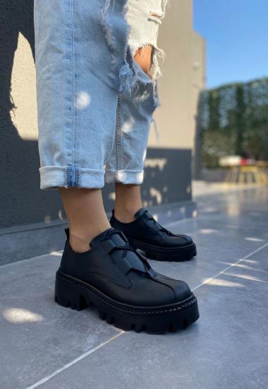Jenda Siyah Cilt Bağcıklı Oxford Ayakkabı