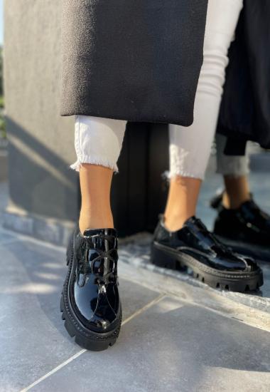 Jenda Siyah Rugan Bağcıklı Oxford Ayakkabı