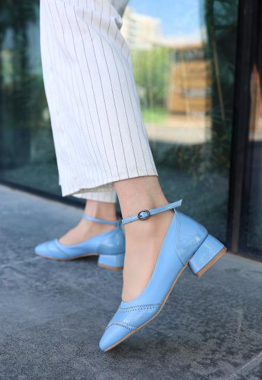 Yanne Mavi Cilt Topuklu Ayakkabı