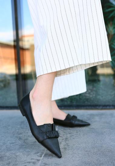 Mirga Siyah Cilt Topuklu Ayakkabı