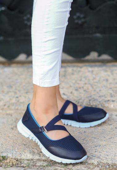 Maty Lacivert Cilt Mavi Detaylı Babet Ayakkabı