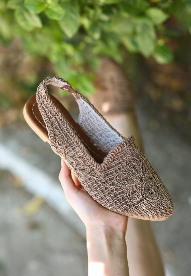 Miay Krem Örgülü Sandalet