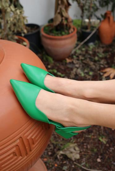 Juma Yeşil Cilt Topuklu Ayakkabı