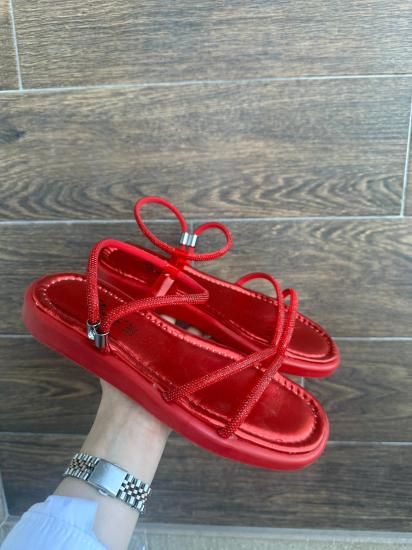 Nadda Kırmızı Cilt Boncuk İşlemeli Sandalet