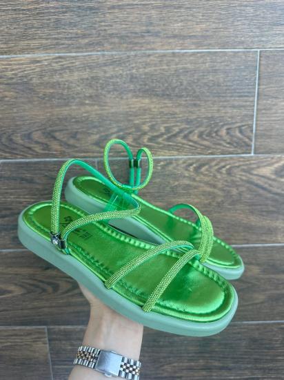 Nadda Yeşil Cilt Boncuk İşlemeli Sandalet