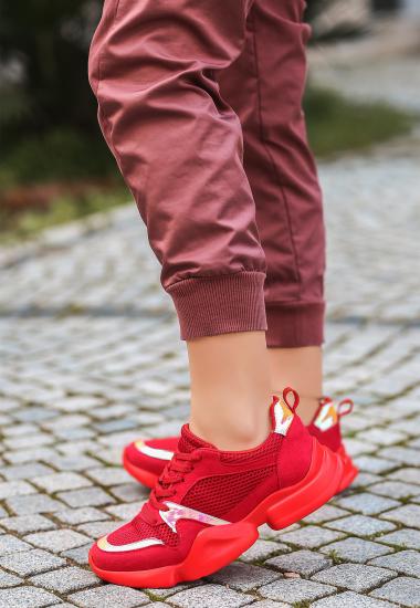 Mali Kırmızı Süet Bağcıklı Hologramlı Spor Ayakkabı