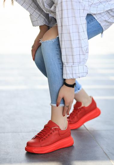 Ento Kırmızı Cilt Bağcıklı Spor Ayakkabı