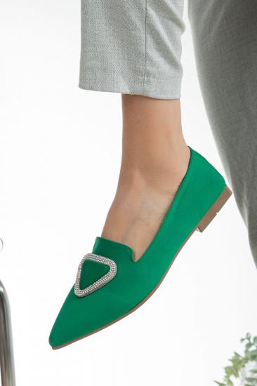 Gilba Yeşil Saten Babet Ayakkabı